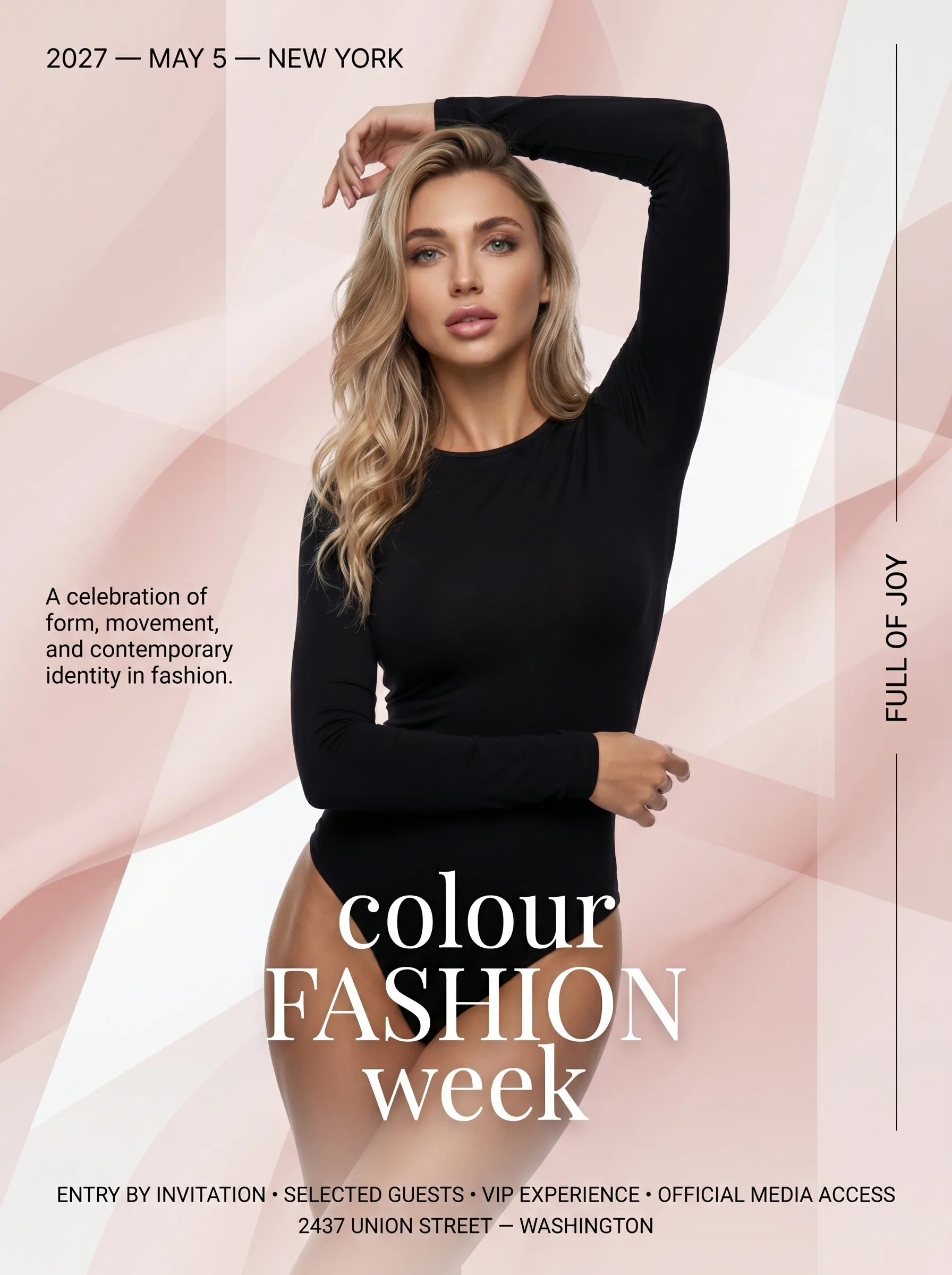 Póster de Fashion Week con diseño moderno y vanguardista